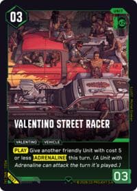 Valentino Street Racer - Welcome to Night City - Beta - Cyberpunk TCG card