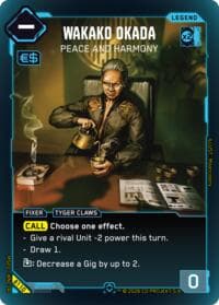 Wakako Okada - Peace and Harmony (Rare) - Welcome to Night City - Beta - Cyberpunk TCG card