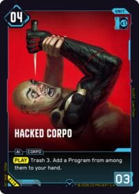 Hacked Corpo - Welcome to Night City - Beta - Cyberpunk TCG card