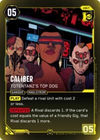 Caliber - Totentanz's Top Dog - Welcome to Night City - Retail - Cyberpunk TCG card