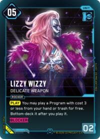 Lizzy Wizzy - Delicate Weapon - Welcome to Night City - Retail - Cyberpunk TCG card