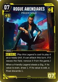 Rogue Amendiares - Preem Solo (Rare) - Welcome to Night City - Retail - Cyberpunk TCG card