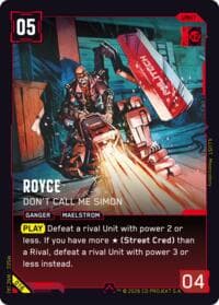 Royce - Don't Call Me Simon - Welcome to Night City - Retail - Cyberpunk TCG card