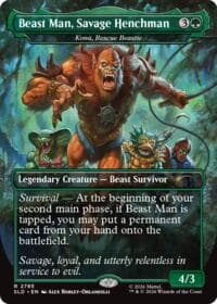 Beast Man, Savage Henchman - Kona, Rescue Beastie - Secret Lair Drop Series - Magic: The Gathering card