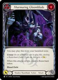 Murmuring Gloomblade (Blue) - Usurp the Shadow Throne - Flesh and Blood TCG card