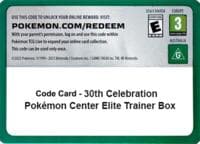 Code Card - 30th Celebration Pokemon Center Elite Trainer Box - ME: 30th Celebration - Pokemon card