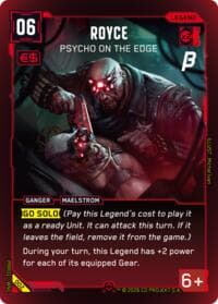 Royce - Psycho on the Edge - Pre-Release Beta - Cyberpunk TCG card
