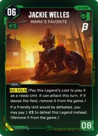Jackie Welles - Mama's Favorite - Pre-Release Beta - Cyberpunk TCG card