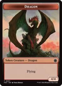 Dragon (0007) // Treasure Double-Sided Token - Commander: Foundations - Magic: The Gathering card