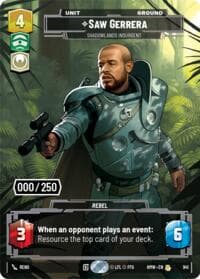 Saw Gerrera - Shadowlands Insurgent (Serialized) - Homeworlds - Star Wars: Unlimited card