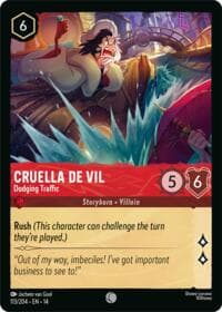 Cruella De Vil - Dodging Traffic - Hyperia City - Disney Lorcana card