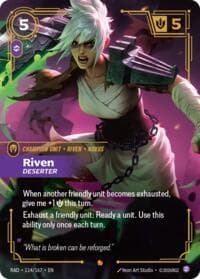 Riven, Deserter - Radiance - Riftbound: League of Legends Trading Card Game card