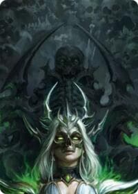 Malice, Domina of the Dead // Levia, Shadowborn Abomination Double Sided Art Card (Top Center) - GEM Pack 6 - Flesh and Blood TCG card