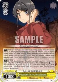 A Face Only for You, Mai Sakurajima - Rascal Does Not Dream of Santa Claus - Weiss Schwarz card