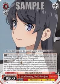 20th Birthday, Mai Sakurajima - Rascal Does Not Dream of Santa Claus - Weiss Schwarz card