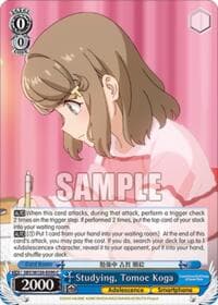 Studying, Tomoe Koga - Rascal Does Not Dream of Santa Claus - Weiss Schwarz card
