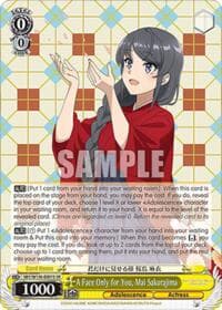 A Face Only for You, Mai Sakurajima (SR) - Rascal Does Not Dream of Santa Claus - Weiss Schwarz card