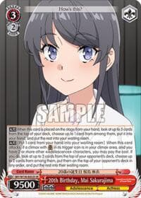20th Birthday, Mai Sakurajima (SR) - Rascal Does Not Dream of Santa Claus - Weiss Schwarz card