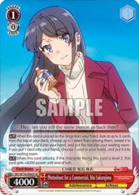 Photoshoot for a Commercial, Mai Sakurajima (SR) - Rascal Does Not Dream of Santa Claus - Weiss Schwarz card
