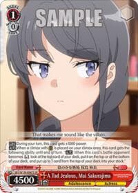 A Tad Jealous, Mai Sakurajima (SR) - Rascal Does Not Dream of Santa Claus - Weiss Schwarz card