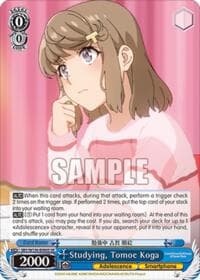 Studying, Tomoe Koga (SR) - Rascal Does Not Dream of Santa Claus - Weiss Schwarz card