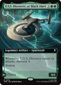 U.S.S. Discovery, at Black Alert (Extended Art) - Star Trek - Magic: The Gathering card