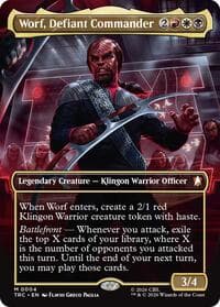 Worf, Defiant Commander (Borderless) - Commander: Star Trek - Magic: The Gathering card