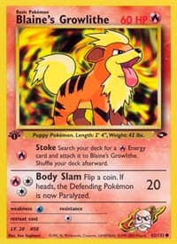 Blaine's Growlithe - Gym Challenge - Pokemon card
