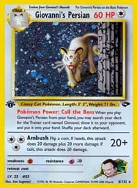 Giovanni's Persian - Gym Challenge - Pokemon card