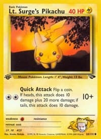 Lt. Surge's Pikachu - Gym Challenge - Pokemon card