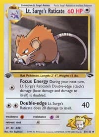 Lt. Surge's Raticate - Gym Challenge - Pokemon card