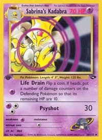 Sabrina's Kadabra - Gym Challenge - Pokemon card