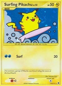 Surfing Pikachu - Rising Rivals - Pokemon card